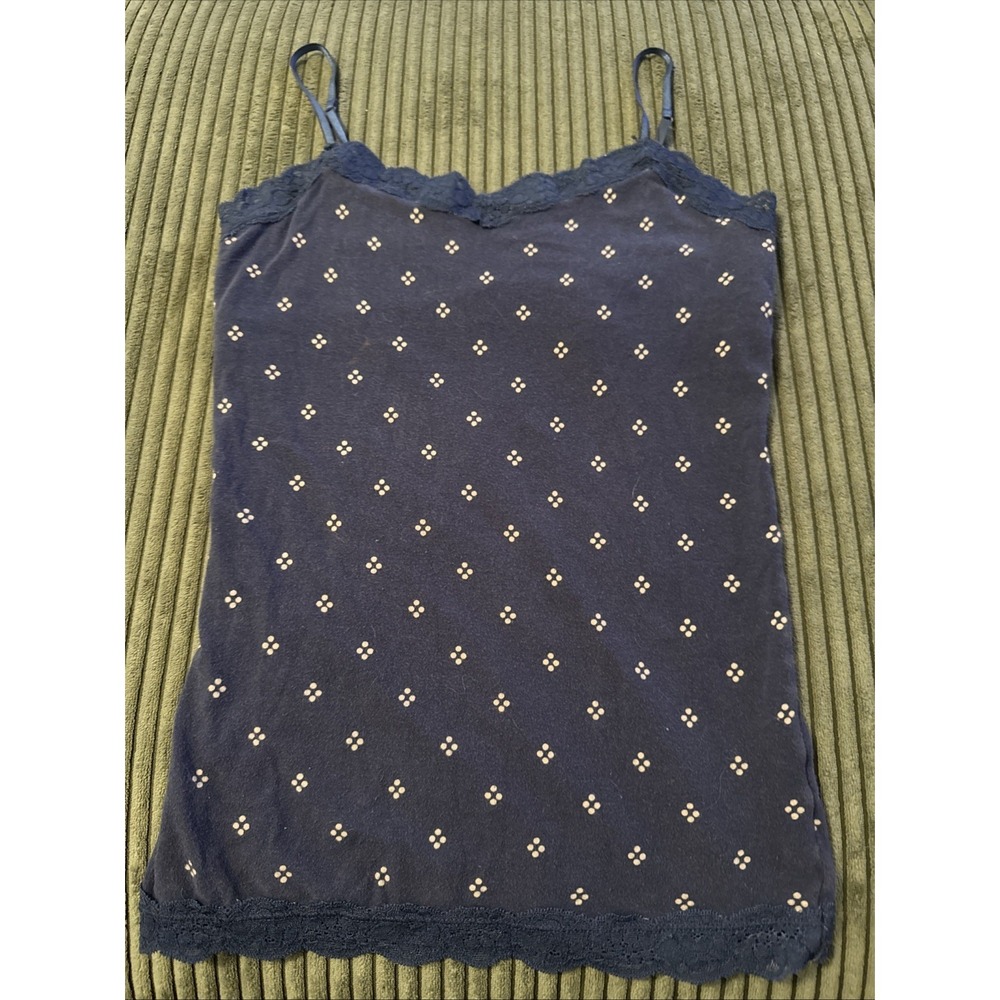 Aeropostale Lace Trim Tank Built-In Bra Small Blue Elena Gilbert Stretch Y2K